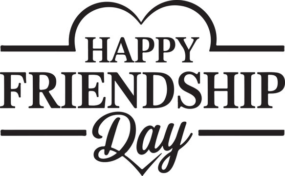 Elegant Happy Friendship Day Typography with Heart Outline Design