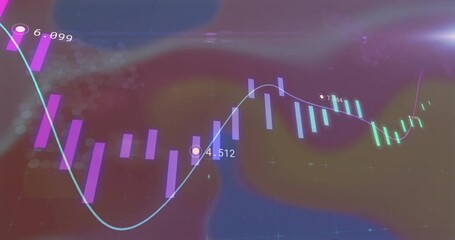 Poster - Data update driving candlestick chart and line showing descending and rising bars visualizing trend