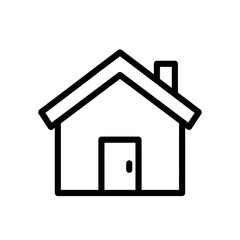 Fototapete - A simple house outline with a chimney and a door on a white background in a minimalist style icon