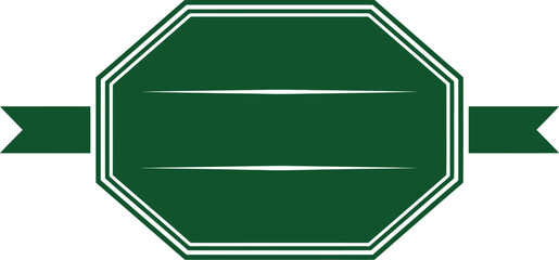 Poster - Green badge vector graphic template for logo design and product label with ribbon banner style editable stock vector illustration
