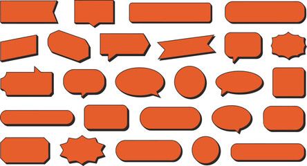 Poster - Orange speech bubble collection vector set for message and communication design elements on white background editable stock vector illustration