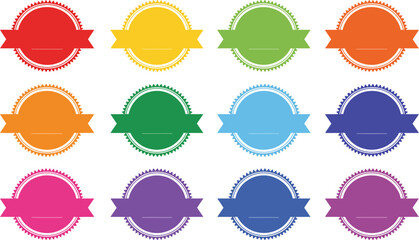 Poster - Colorful vector badge collection set graphic design elements for product promotion and decoration use editable stock vector illustration