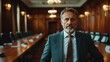 © svastix - A serious businessman stands confidently in a luxurious boardroom, showcasing authority and professionalism in a corporate environment designed for decision-making and strategy.