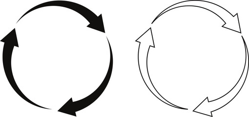 Poster - black round rotate arrow. reload arrow. outline arrow vector illustration.