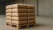 © Julia - Stacked cement bags on wooden pallet in industrial warehouse setting