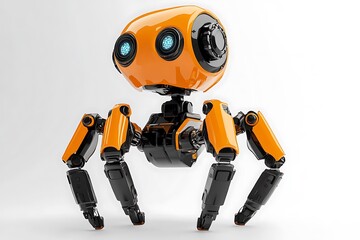 Poster - 3D icon of a quad-legged inspection robot, strong mechanical joints, realistic shading