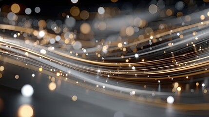 Poster - Close-up view of dynamic glowing data streams swirling through a virtual landscape, showcasing the beauty of the digital universe
