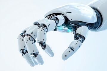 Poster - 3D icon of a surgical robotic arm with precise micro-instruments, bright clean medical-tech background 