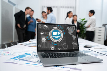 Poster - ERP enterprise resource planning software for brisk business to plan the marketing strategy