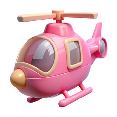 Leinwandbilder - Cute pink cartoon helicopter toy isolated on transparent background