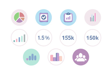 Poster - Collection of modern flat design icons representing data analysis financial metrics and business growth concepts