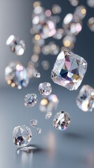 Poster - Shimmering crystal fragments showcase a range of colors and shapes, radiating brilliance in a dark setting, captivating the viewer