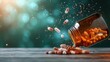 © svastix - An artistic arrangement of colorful pills spills from an amber jar, set against a dreamy bokeh background that symbolizes health and the complex nature of wellness.
