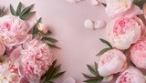 floral background with pale pink peonies