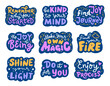 © Seja_aka_Lita - Big set with lettering motivational phrases for print, card, social media or stationery. Collection of vector inspirational stickers design. Hand-drawn typography with positive message.