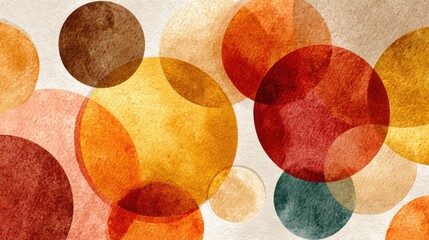 Poster - A vibrant arrangement of various colored circles fills the canvas, displaying hues of orange, red, brown, and gold. The composition celebrates abstract art through overlapping forms and textures.