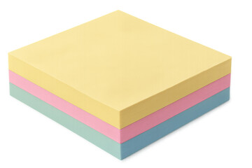 Poster - Three vibrant sticky notes stacked neatly, showcasing pastel colors of yellow, pink, and blue, ideal for reminders and quick messages
