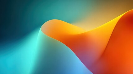 Poster - Dynamic wave shapes embody a blend of vibrant colors, transitioning smoothly from blue to orange, creating a captivating abstract design. This artwork inspires creativity and visual intrigue.