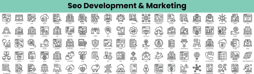 Fototapete - Set of seo development and marketing icons. Linear style icon bundle. Vector Illustration