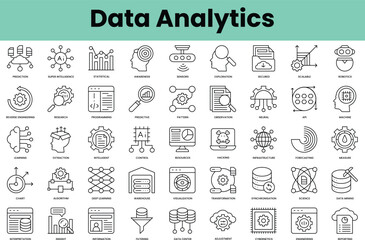 Fototapete - Set of data analytics icons. Linear style icon bundle. Vector Illustration