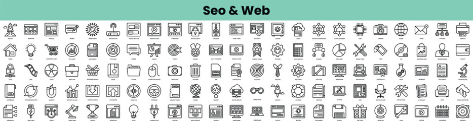 Fototapete - Set of seo and web icons. Linear style icon bundle. Vector Illustration