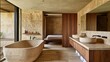 © Heorhi - Modern bathroom design featuring natural stone finishes and minimalist style in a serene retreat setting