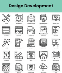 Fototapete - Set of design development icons. Linear style icon bundle. Vector Illustration