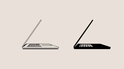 Aufkleber - Laptop vector illustration with black and white design for technology and graphic design projects editable stock vector