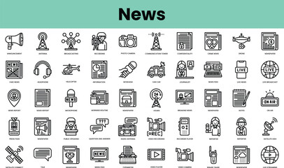 Fototapete - Set of news icons. Linear style icon bundle. Vector Illustration