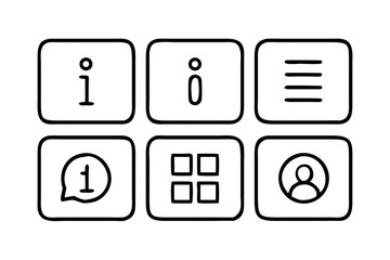 Poster - Collection of minimalist outline icons representing information messages applications and user profile on a dark background