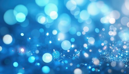 Poster - Abstract Holiday Bokeh With Blue And Silver Glitter Lights, Creating A Defocused And Enchanting Atmosphere For The Festive Season.