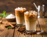 Cinnamon iced latte with coconut