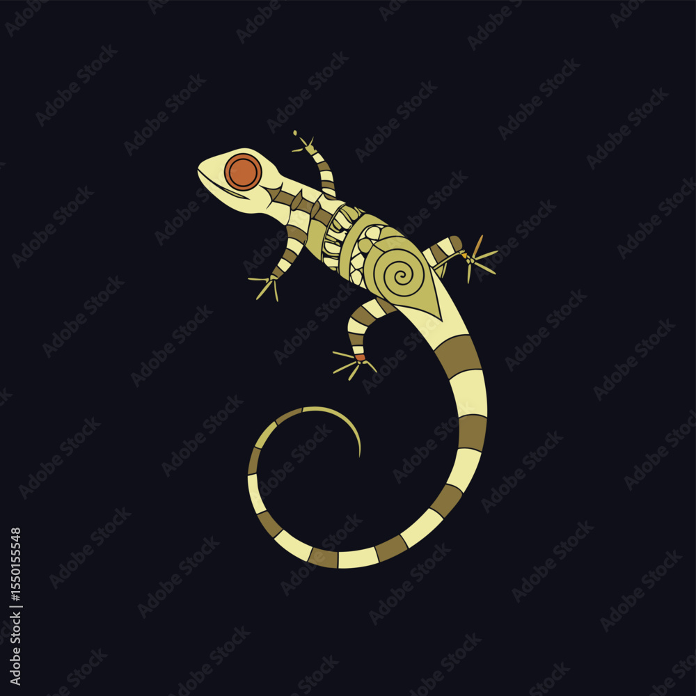 Gecko Circuit Logo Stylized Gecko Tail with Mocha Mousse Neural Lines ...