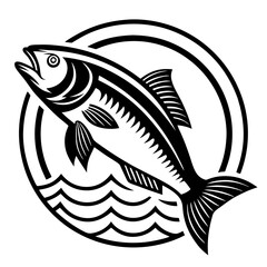Poster - Leaping Fish Logo Design Vector Illustration