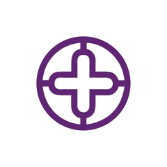 Poster - Elegant Plus Sign Logo in Purple Circle Vector Illustration