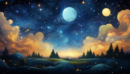 Wall Mural - night sky digital art illustration
