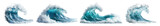 PNG Dynamic ocean wave illustrations, element set on transparent background