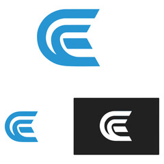 Poster - Modern Letter E Logo Variations in Blue and White Creative Branding Design and Minimalist Aesthetic with Bold and Clean Lines