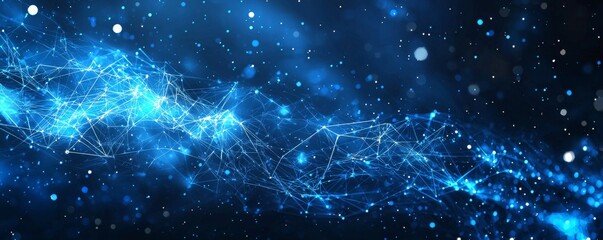 Poster - Abstract blue background with interconnected light lines and particles