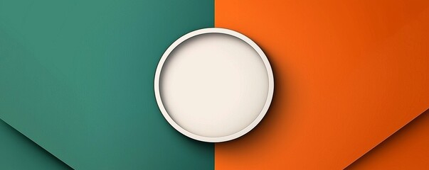 Poster - Abstract green and orange wavy background with white circle in the center