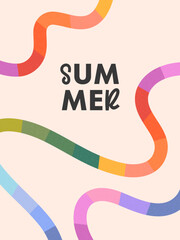 Wall Mural - summer abstract background with bright rainbow lines.modern illustration with colorful shapes.summer