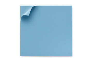 Aufkleber - Curled light blue sticky note paper with blank space, resting on transparent background for adding text or creative design element