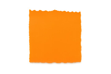 Aufkleber - Torn orange paper scrap with rough edges, floating on transparent backdrop, offering clean visual space for graphic insertion