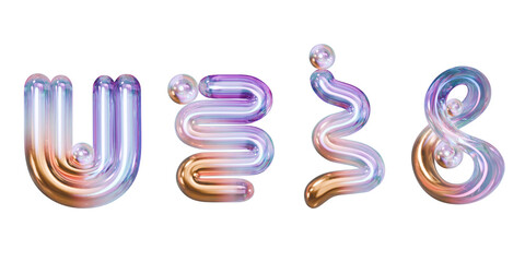Poster - Holographic object element set pack isolated background 3d rendering