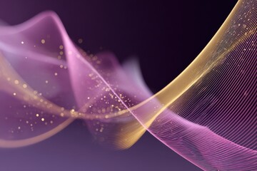 Poster - Abstract waves of pink and yellow flowing with golden light effects