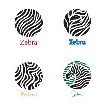Zebra skin pattern logo vector illustration.