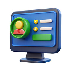 Leinwandbilder - 3d rendered user profile interface on computer monitor isolated on transparent background