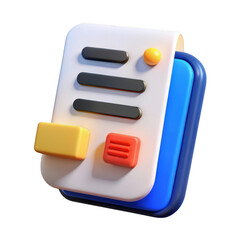 Poster - 3d rendered colorful document icon isolated on transparent background
