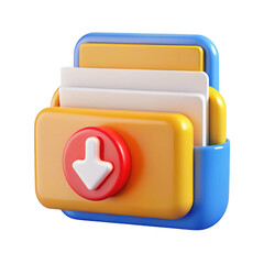 Leinwandbilder - 3d rendered download folder icon isolated on transparent background