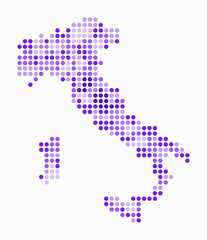 Poster - Italy dotted map. Digital style map of the country on a white background. Italy shape with circle dots. Colored dots style. Large size circles. Artistic vector illustration.